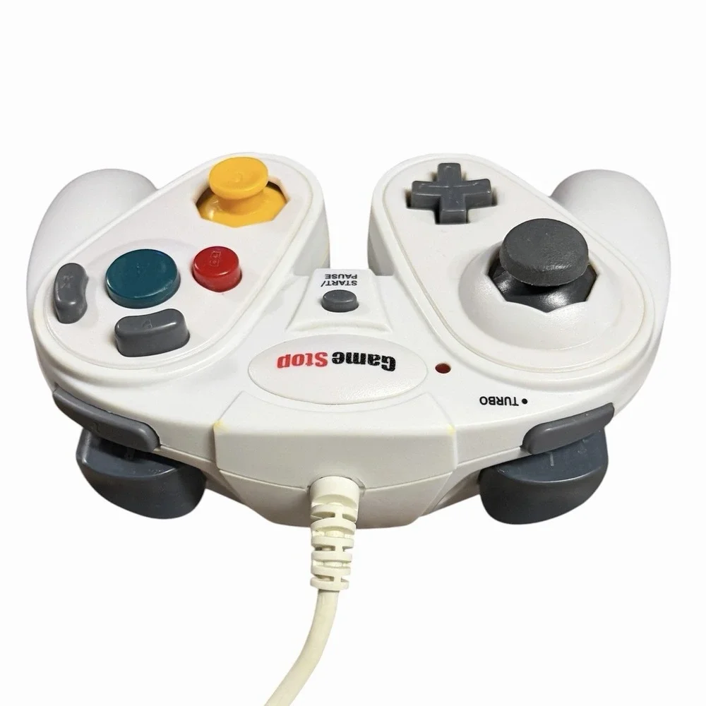 Nintendo GameCube OEM Silver Controller W/Gamestop Turbo Controller Lot (2) READ